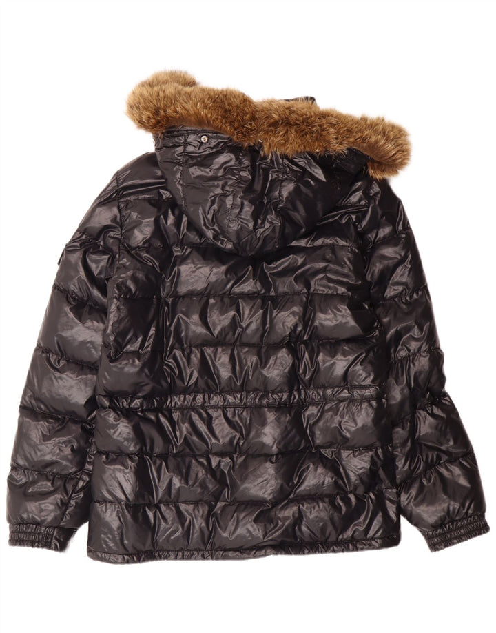 Moncler Dame Loose Fit Hooded Polstret Jakke Størrelse 1 Lille Sort Polyamid