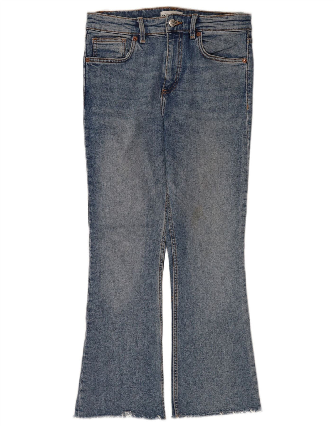 Zara Dame Flare Cropped Jeans EU 40 Medium W30 L25 Blå