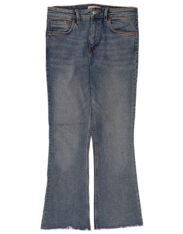 Zara Dame Flare Cropped Jeans EU 40 Medium W30 L25 Blå