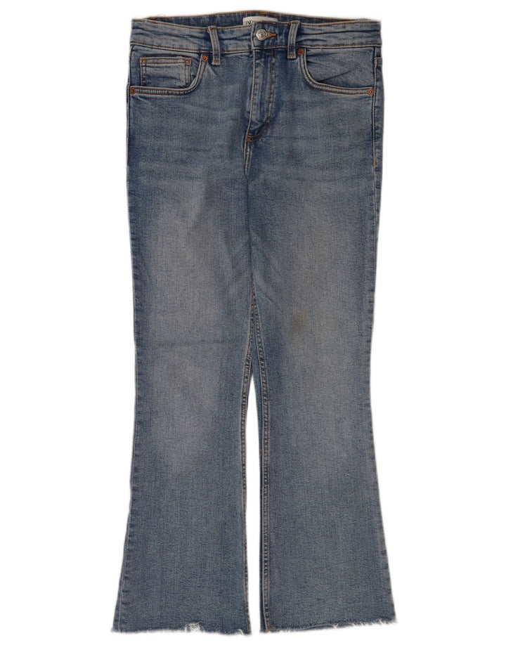 Zara Dame Flare Cropped Jeans EU 40 Medium W30 L25 Blå
