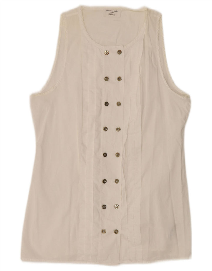 Massimo Dutti Dame Dobbeltradet bluse Top EU 34 2XS Off White Bomuld