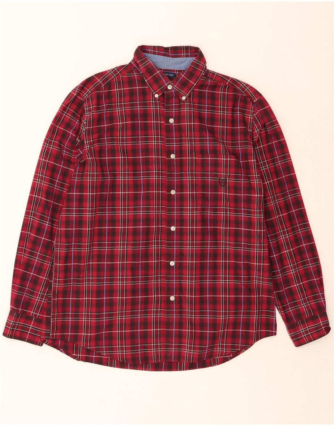 CHAPS Mens Shirt Large Burgundy Check Cotton Vintage Chaps and Second-Hand Chaps from Messina Hembry 