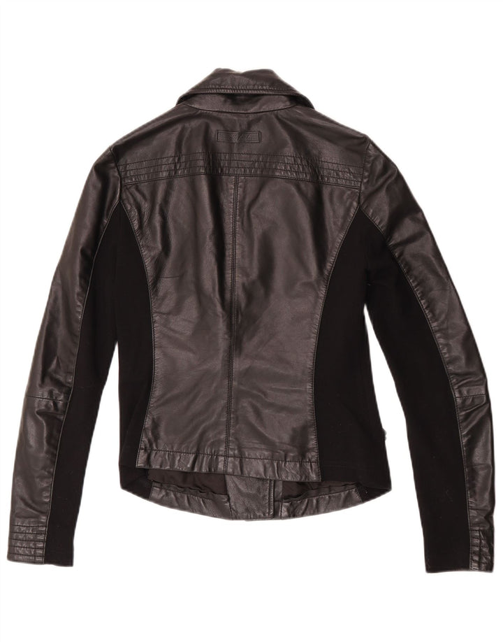 Toy G Womens Crop Læder Biker Jacket UK 8 Lille sort læder