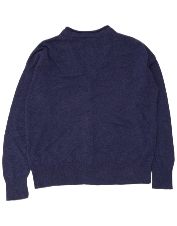 Cos Dame Cardigan Sweater UK 14 Medium Navy Blue Uld