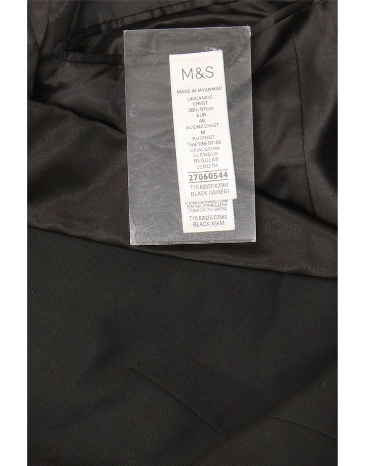 Marks & Spencer Herre 1-knap blazerjakke UK 38 Medium Sort Polyester