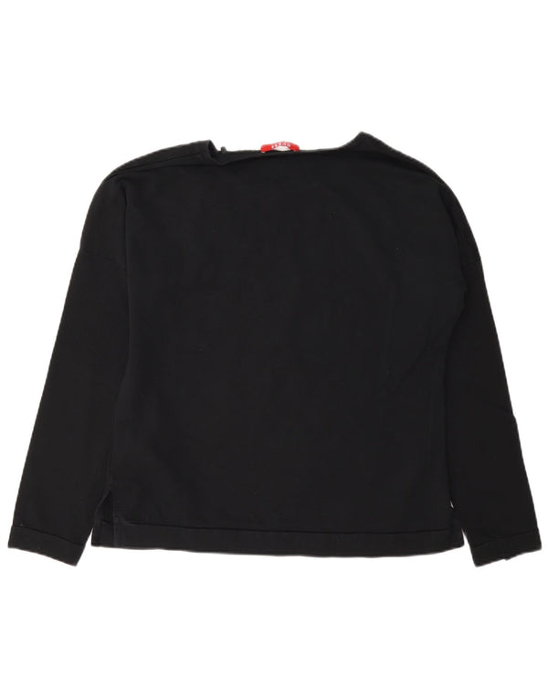 Guess Womens Oversized Sweatshirt Jumper UK 8 Small Black Floral Bomuld