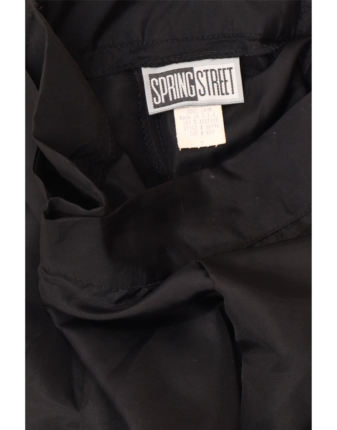 Vintage kvinders højtaljede Maxi-nederdel W26 Small Black Acetate