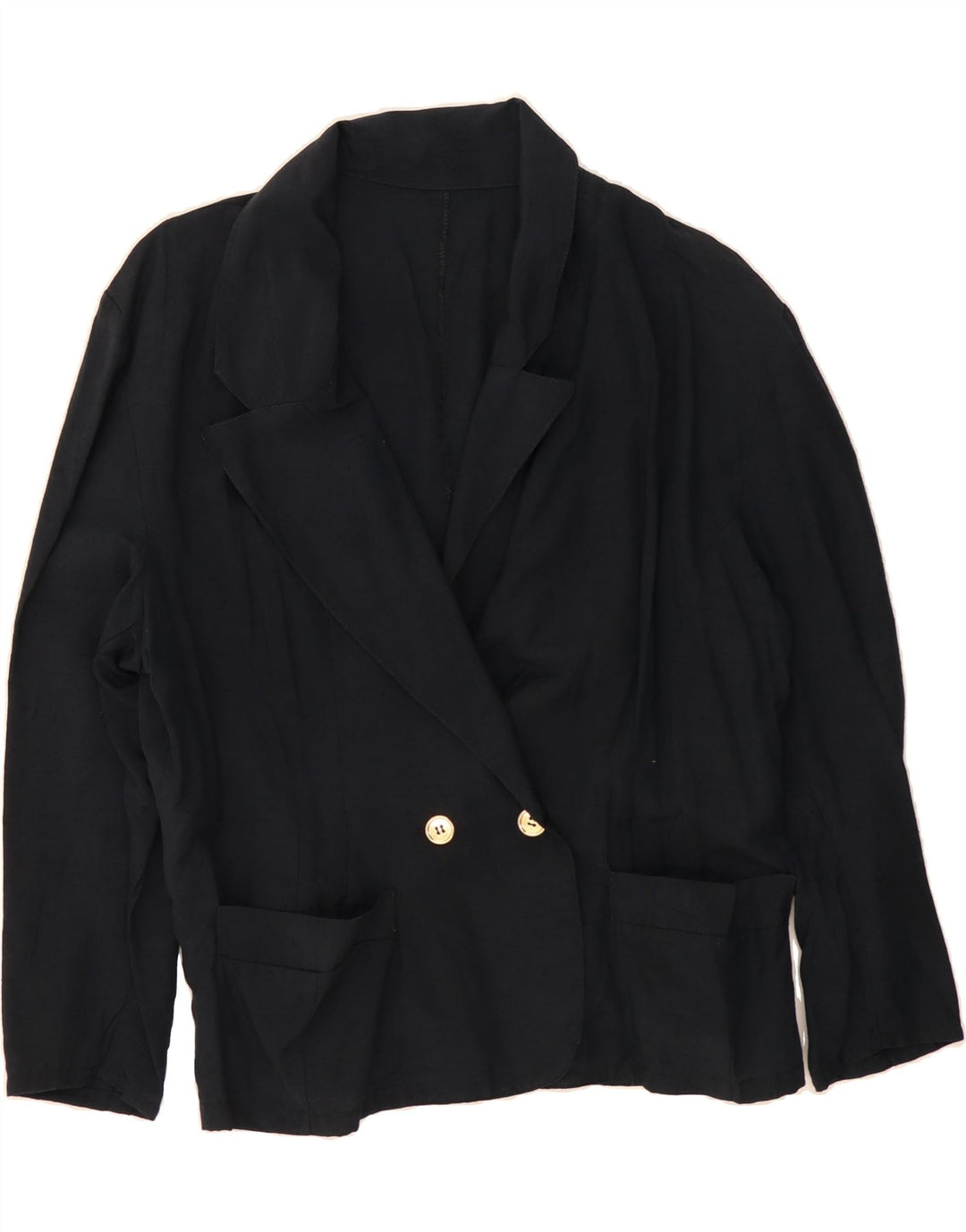 VINTAGE Womens Double Breasted Blazer Jacket UK 14 Medium Black Vintage Vintage and Second-Hand Vintage from Messina Hembry 