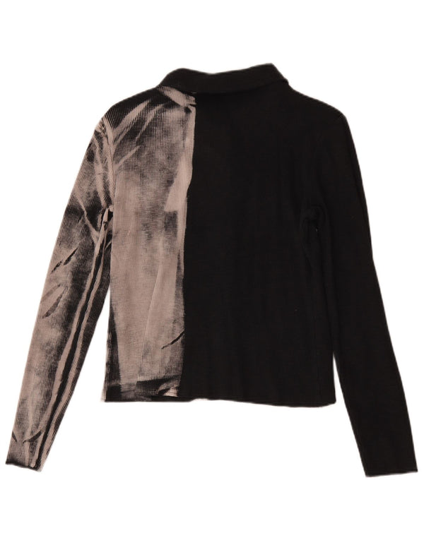 Zara Dame Cardigan Top UK 14 Large Black Tie Dye Cotton