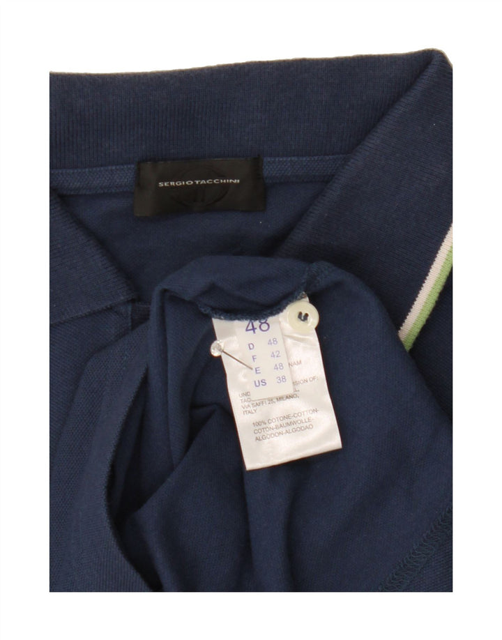 SERGIO TACCHINI Mens Polo Shirt IT 48 Medium Navy Blue Cotton Vintage Sergio Tacchini and Second-Hand Sergio Tacchini from Messina Hembry 