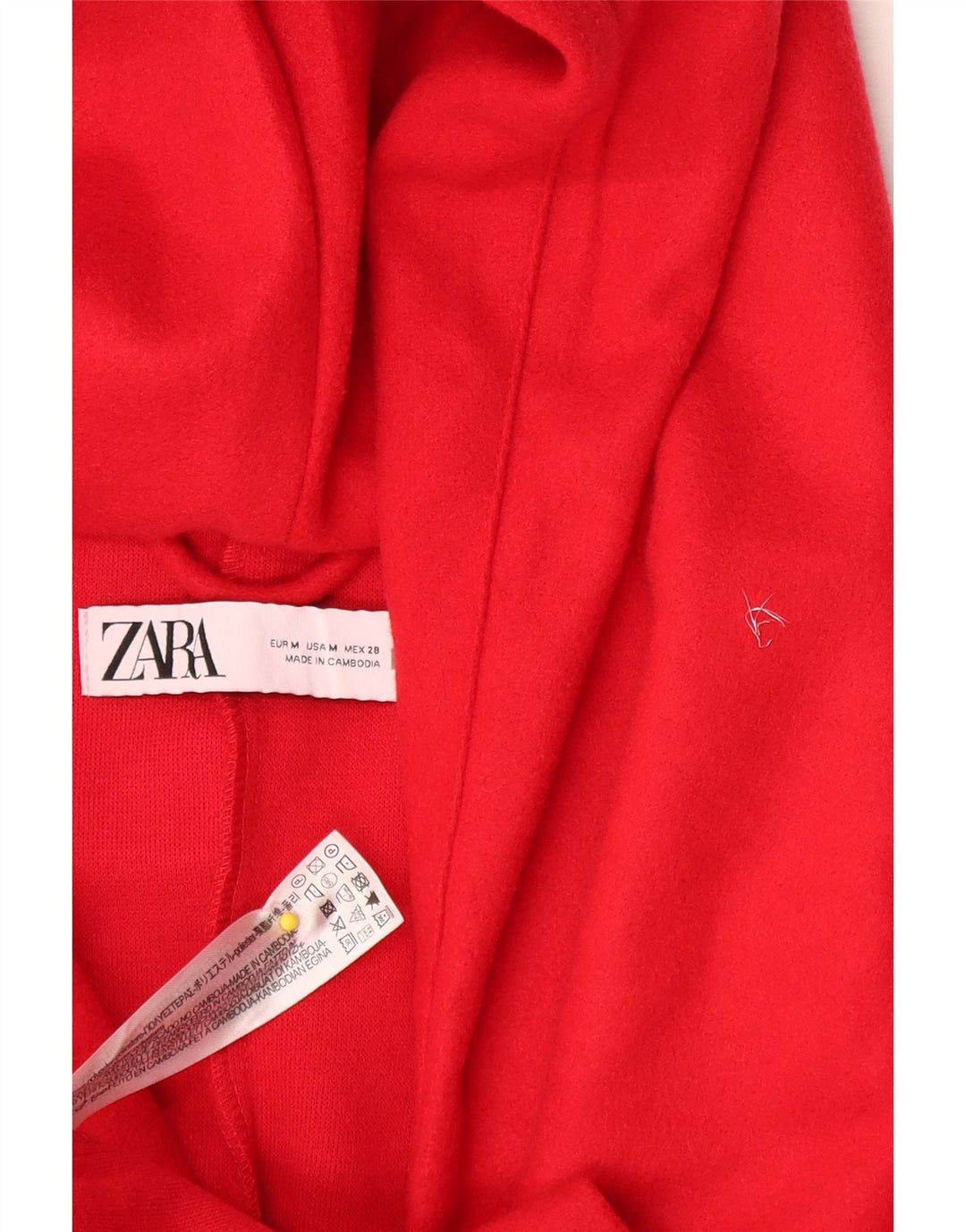 Zara Dame Hætte Overfrakke UK 14 Medium Rød Polyester