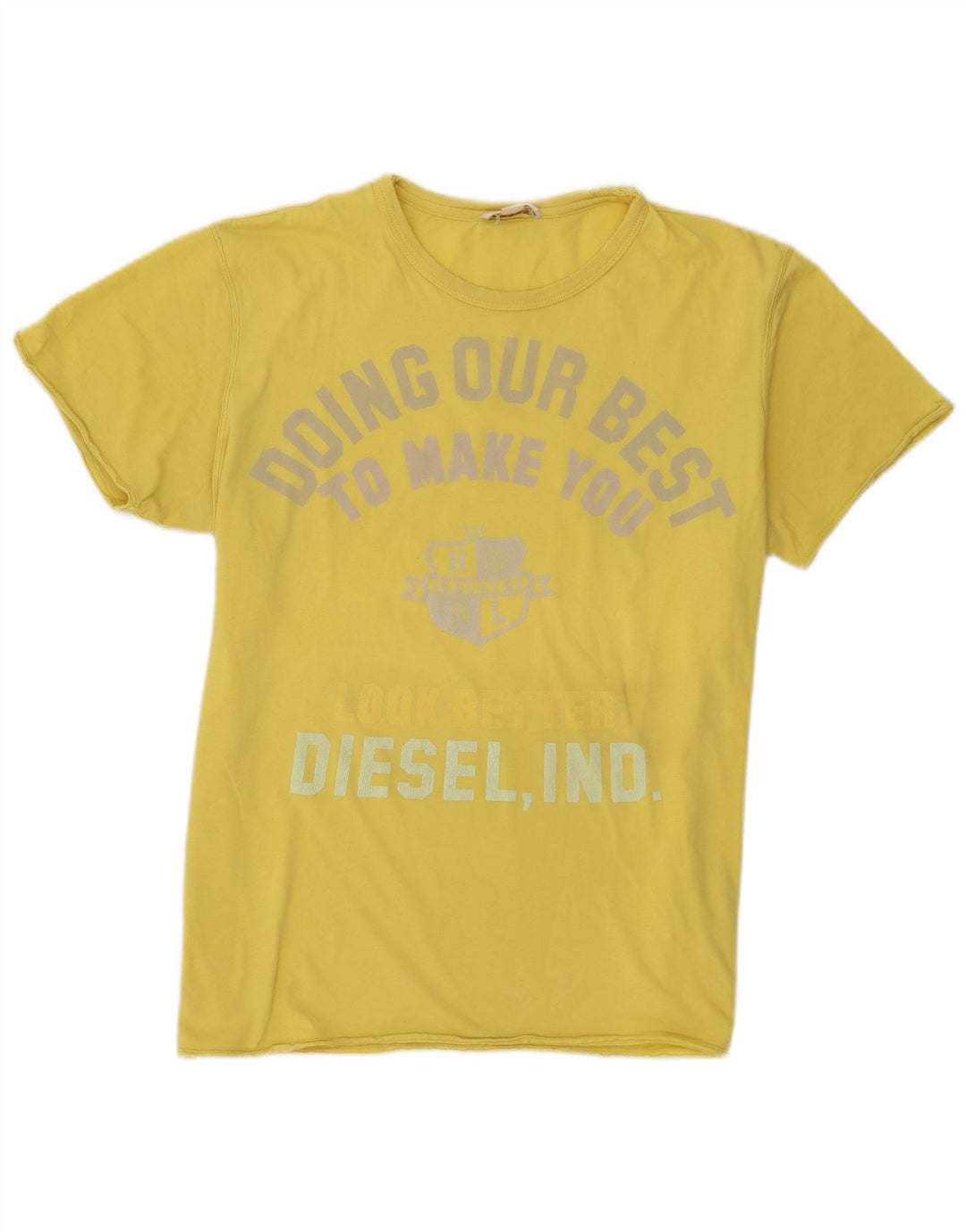 Diesel Herre Grafisk T-Shirt Top XL Gul
