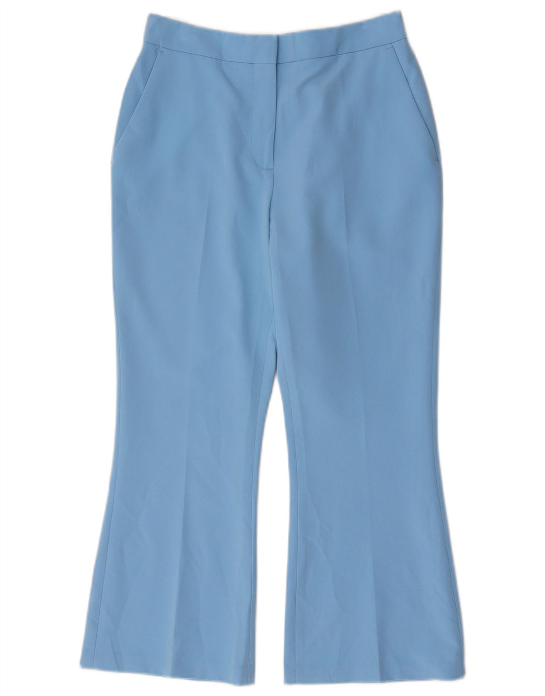 Topshop Dame Bootcut Cropped Trousers UK 8 Small W26 L24 Blue Polyester
