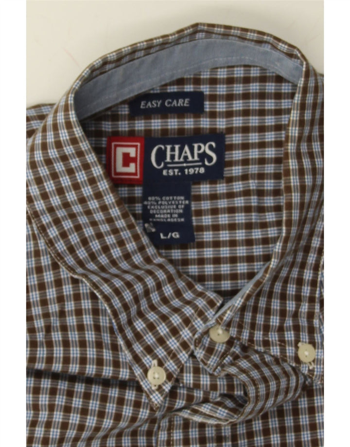 CHAPS Mens Easy Care Shirt Large Blue Check Cotton Vintage Chaps and Second-Hand Chaps from Messina Hembry 