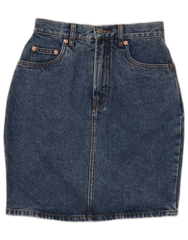 Esprit Womens High Waist Denim Skirt EU 36 Small W26 Blue Cotton