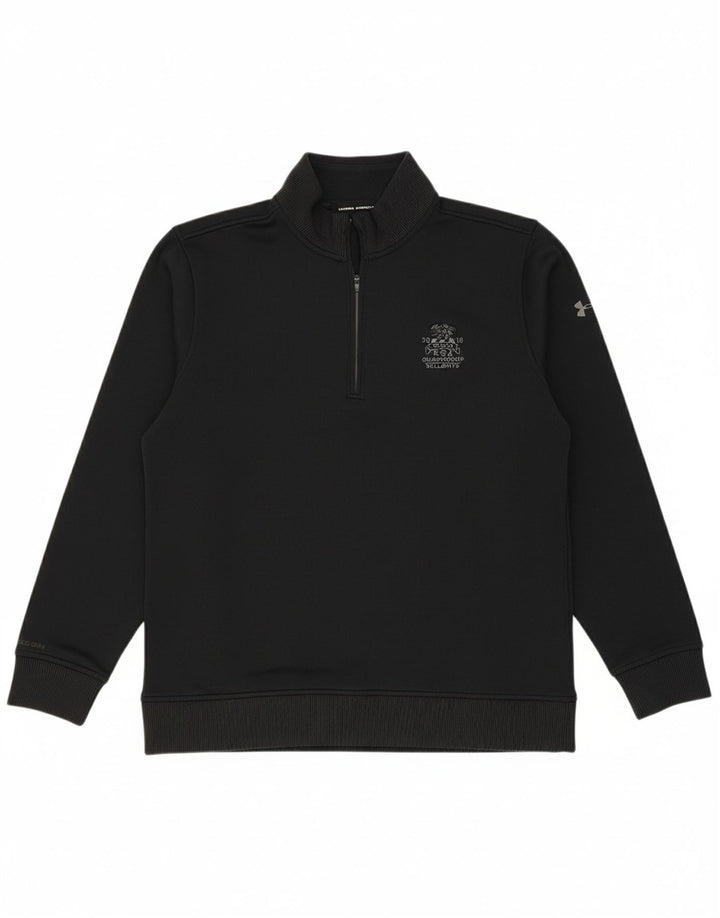 UNDER ARMOUR Mens Zip Neck Sweatshirt Jumper Medium Black