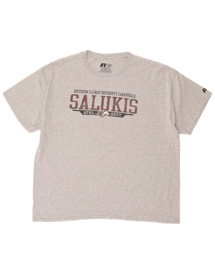 RUSSELL ATHLETIC Herre Salukis Grafisk T-Shirt Top 2XL Grå Bomuld