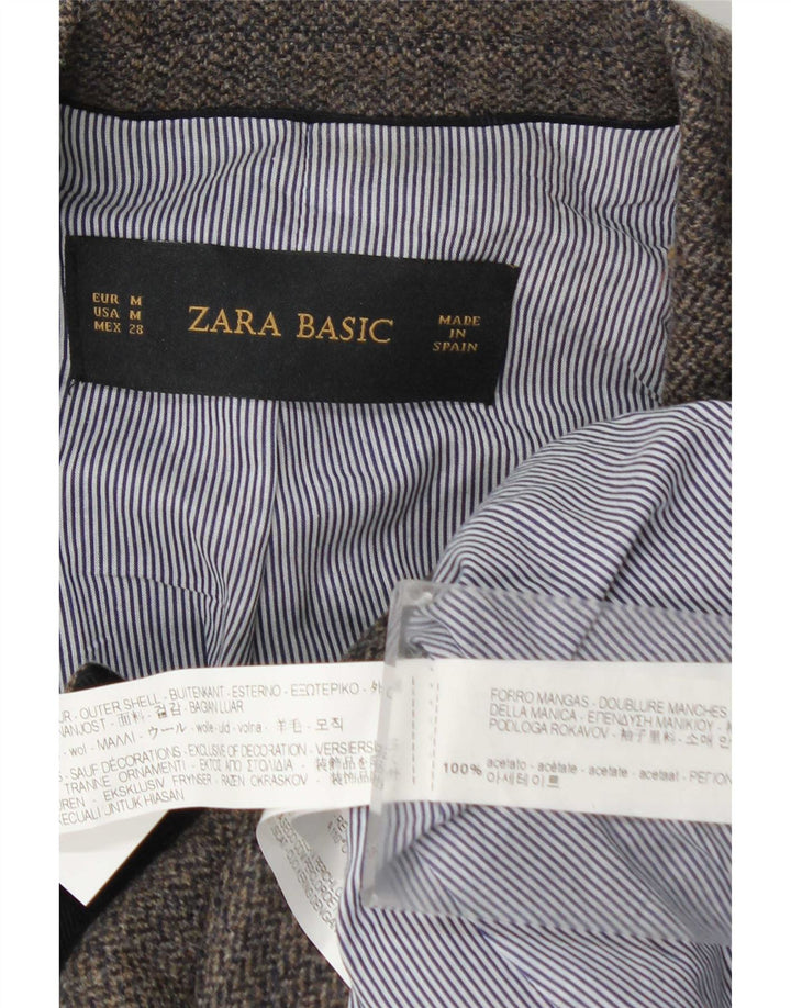 Zara Dame 1 Knap Blazer Jacket UK 12 Medium Grey Herringbone Acetate