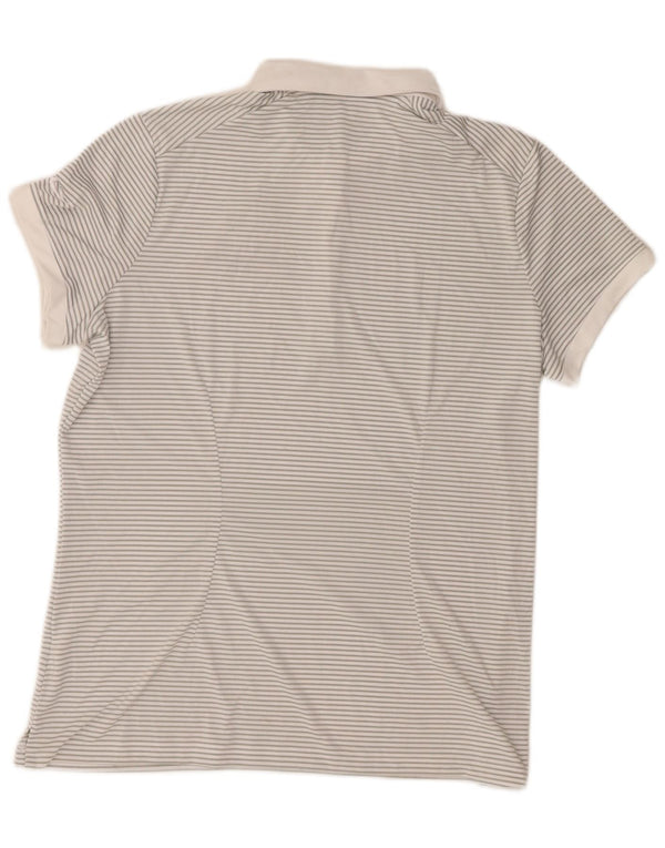 Nike Womens Dri Fit Graphic Polo Shirt UK 20 2XL White Pinstripe Polyester