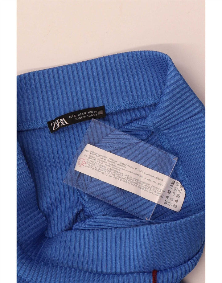 Zara Dame Maxi Pencil Skirt Small W26 Blue Polyester