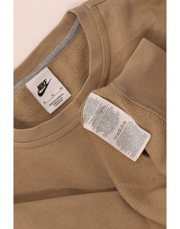 Nike Herre Regular Fit Sweatshirt Jumper XL Beige Bomuld