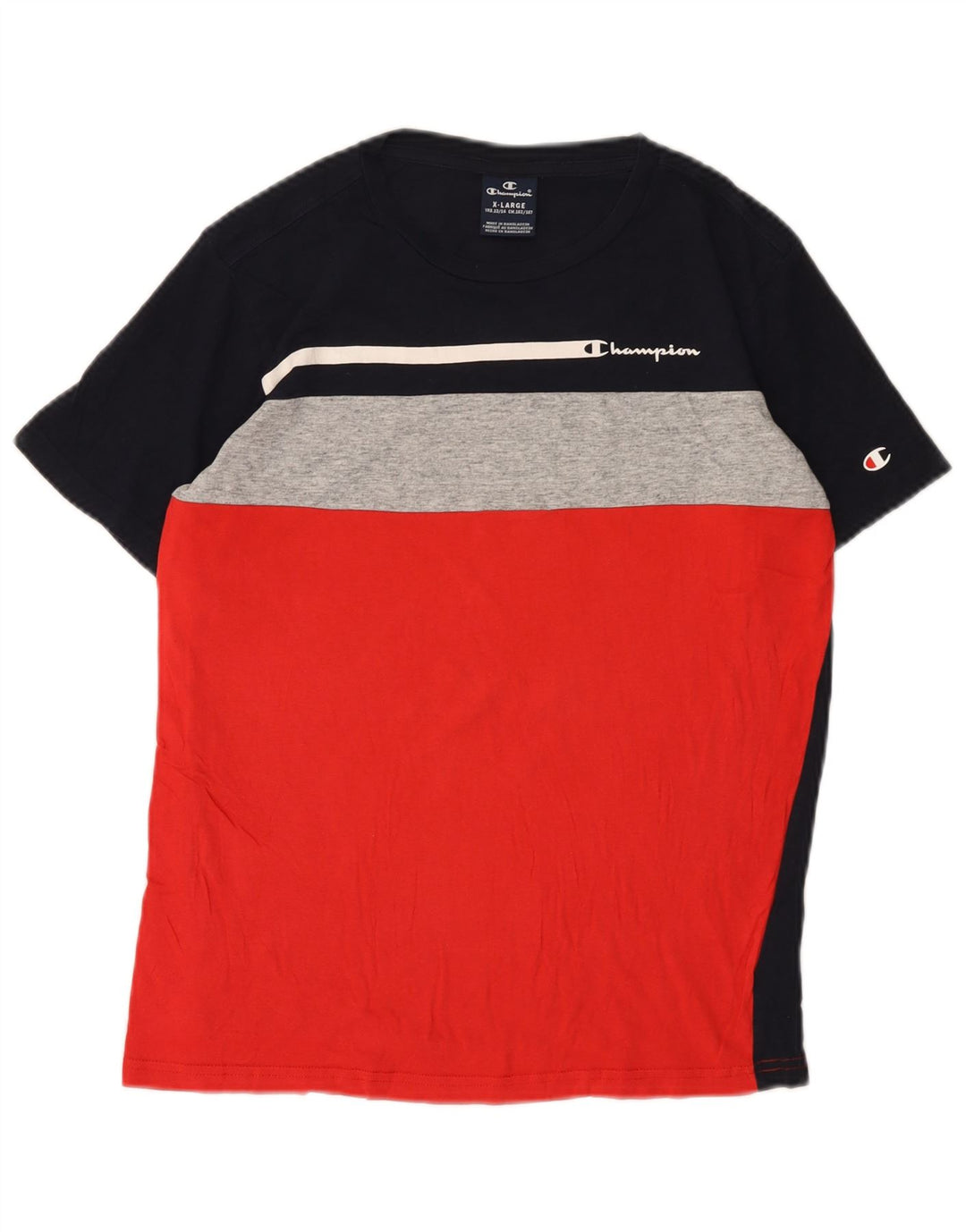 CHAMPION Drenge T-Shirt Top 13-14 år XL Sort Colourblock Bomuld