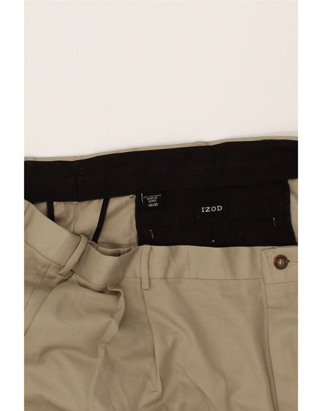 IZOD Mens Pegged Chino Trousers W46 L30 Beige Polyester Vintage Izod and Second-Hand Izod from Messina Hembry 