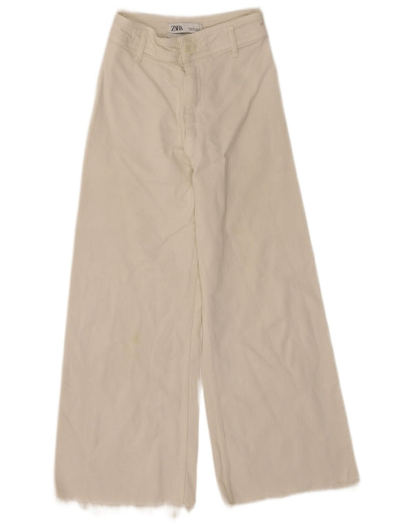 Zara Womens The Marine High Rise Straight Jeans EU 34 2XS W24 L24 Off White