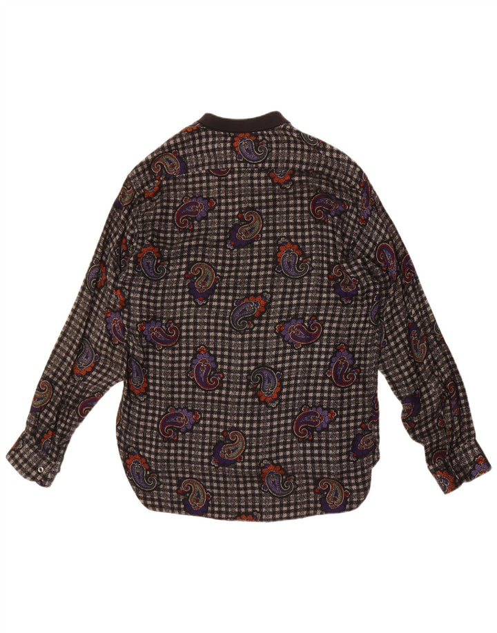 Vintage flannelskjorte til mænd Medium Sort Paisley Viscose