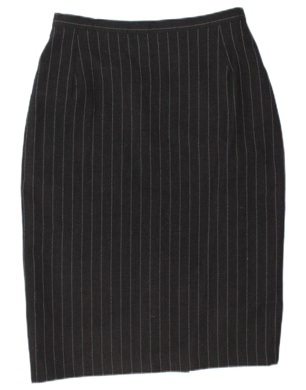LOUISE KENNEDY Womens Pencil Skirt EU 38 Medium W28  Black Pinstripe Wool