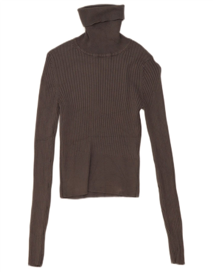 Zara Dame Crop Roll Neck Jumper Sweater UK 10 Small Grey Viscose