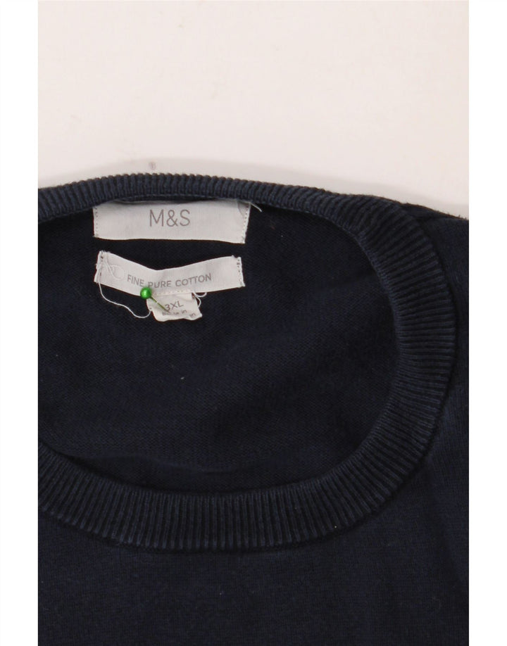MARKS & SPENCER Herre sweater med rund hals 3XL marineblå bomuld
