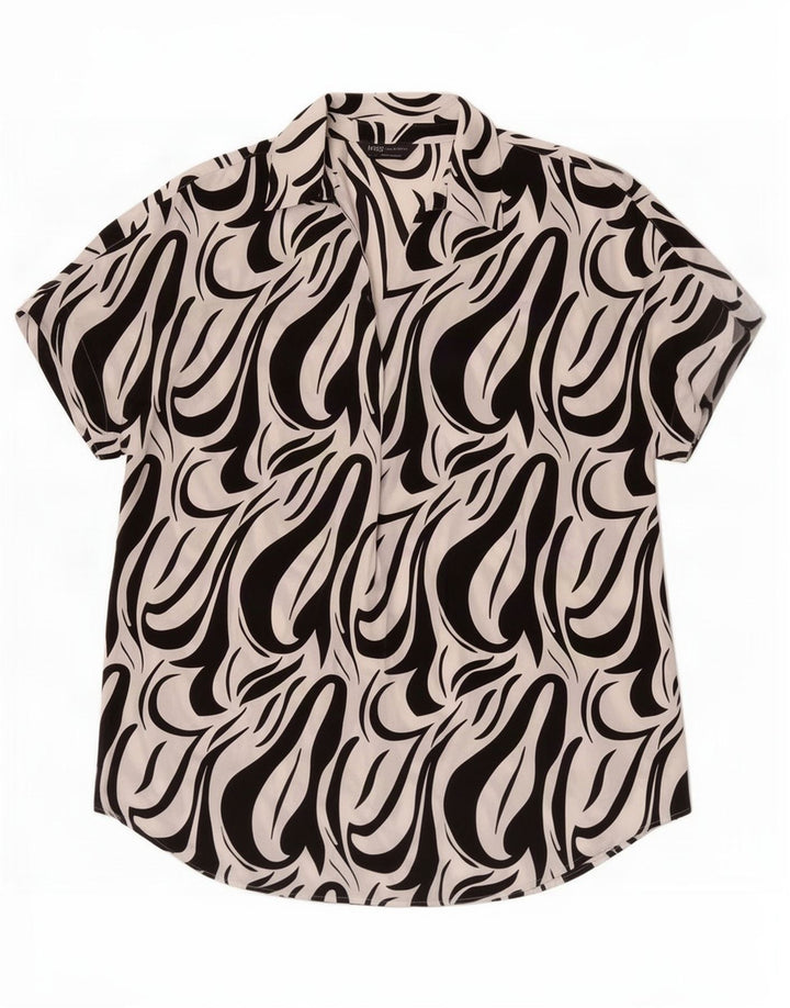 Marks & Spencer kvinders abstrakt mønster bluse Top UK 8 Small White