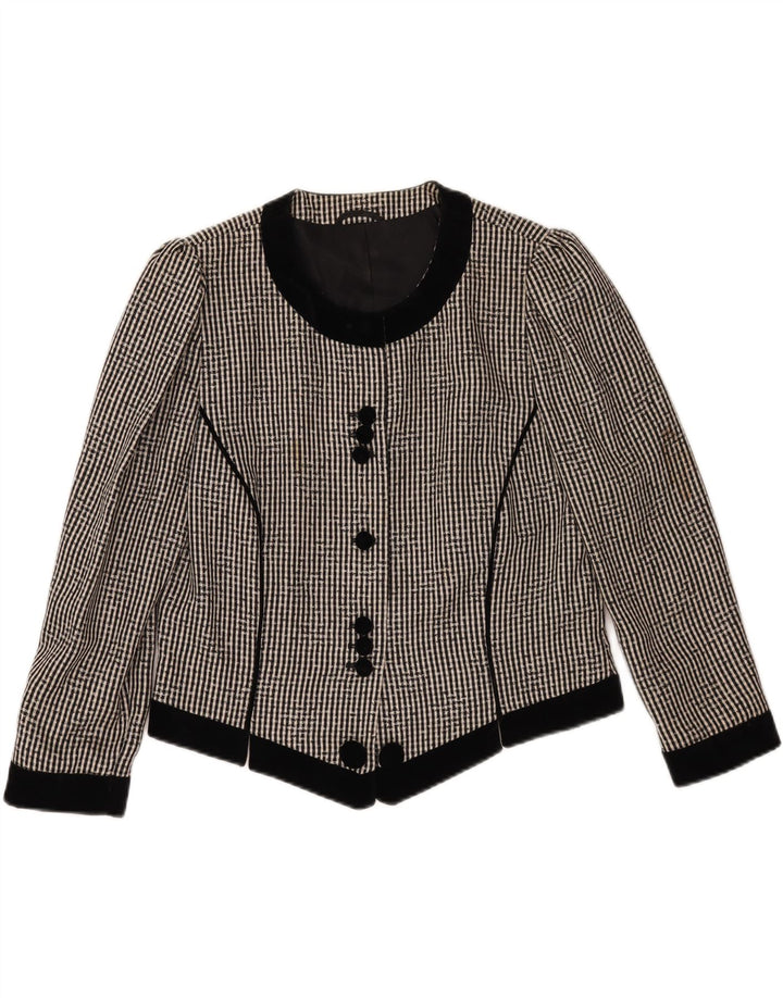 HELENE STRABER Womens 7 button Blazer Jacket UK 12 Medium Black Gingham Vintage Helene Straber and Second-Hand Helene Straber from Messina Hembry 