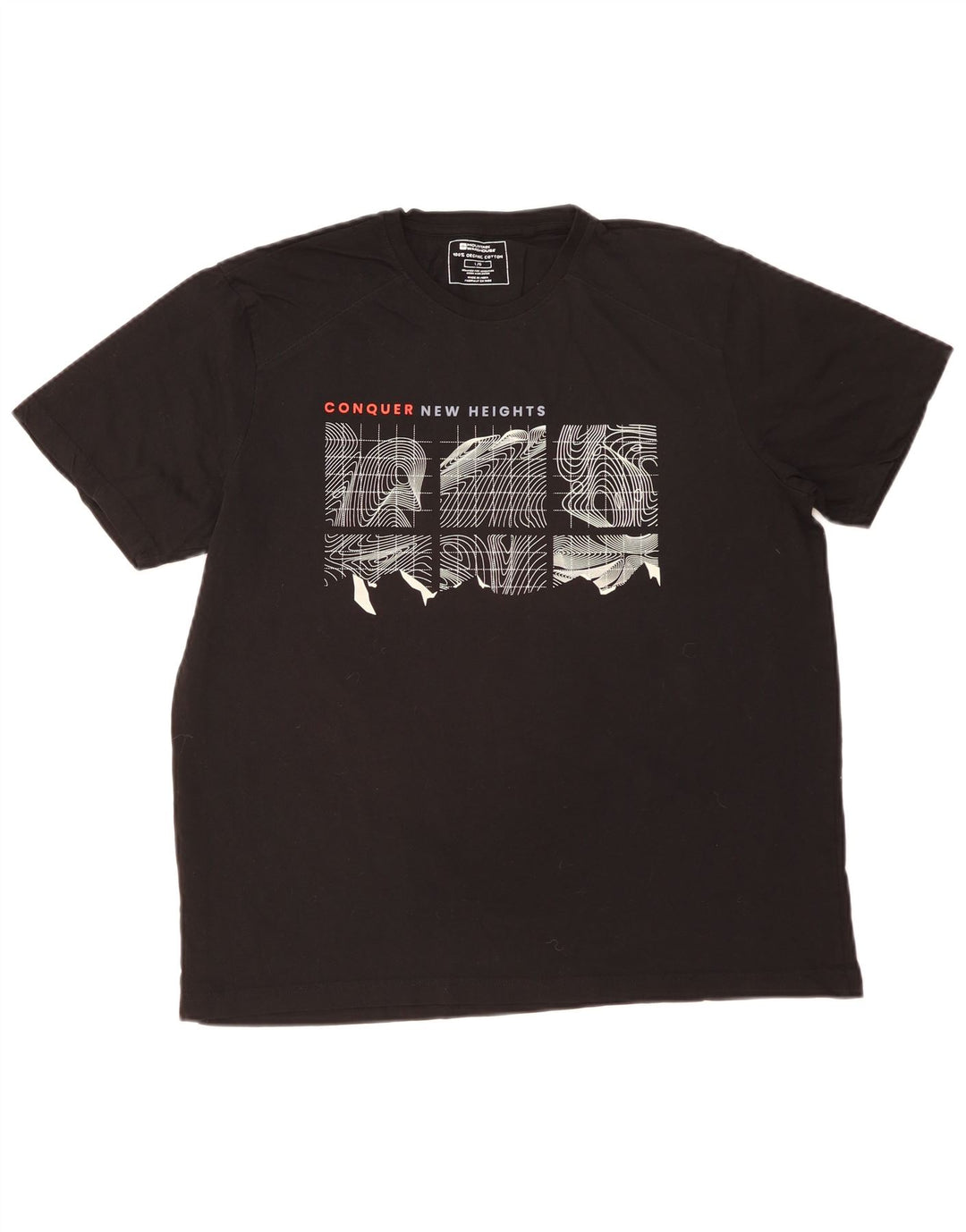 MOUNTAIN WAREHOUSE Herre Grafisk T-Shirt Top Stor Sort Bomuld