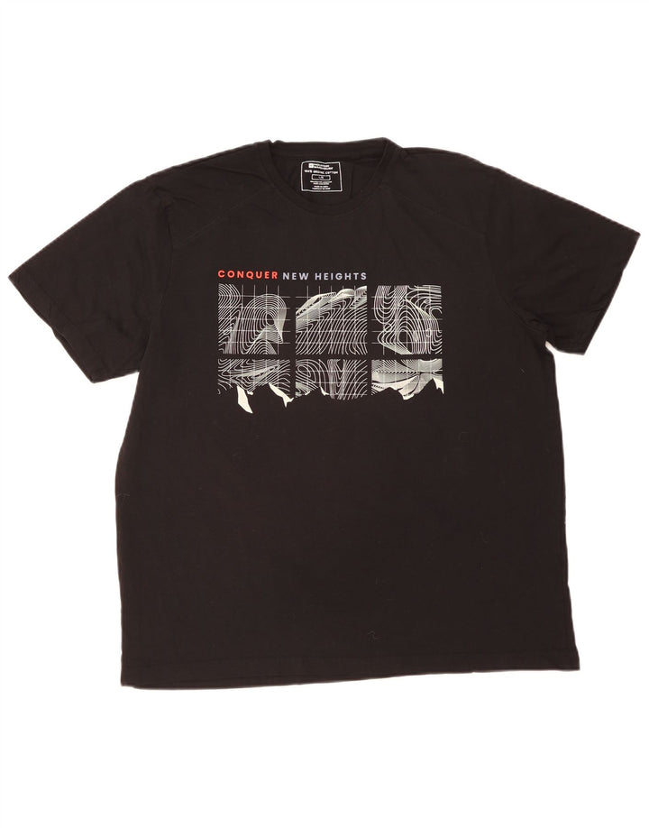 MOUNTAIN WAREHOUSE Herre Grafisk T-Shirt Top Stor Sort Bomuld