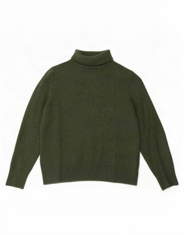 John Lewis Dame Crop Roll Neck Jumper Sweater UK 10 Small Green Cashmere