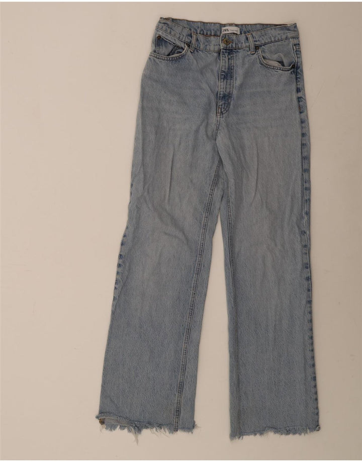 ZARA Dame Jeans med brede ben EU 40 Medium W30 L32 Blå Bomuld