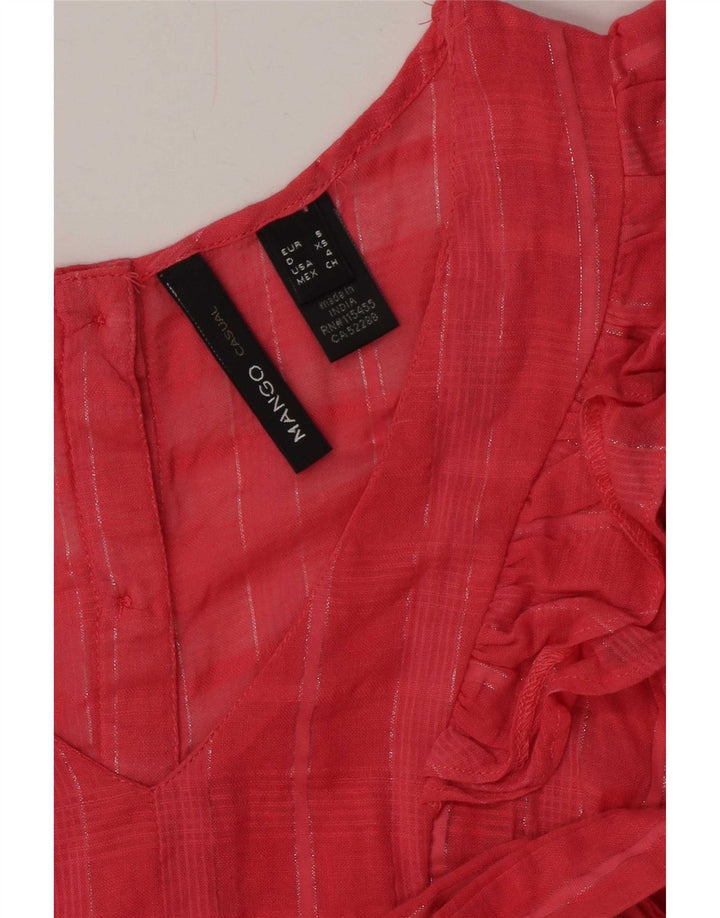 Mango Dame Ærmeløs bluse Top UK 10 Small Pink Plaid