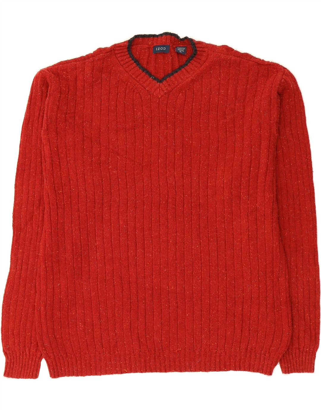 IZOD Mens V-Neck Jumper Sweater XL Red Flecked Cotton Vintage Izod and Second-Hand Izod from Messina Hembry 