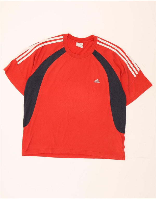 Adidas Herre T-Shirt Top 2XL Rød Colourblock Bomuld