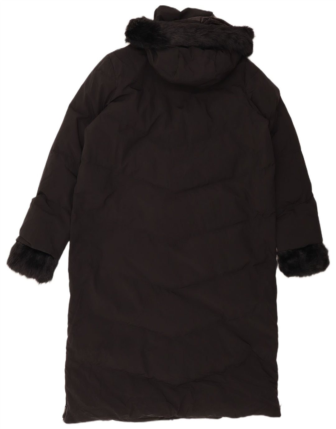 ZARA Polstret frakke med hætte til kvinder UK 16 Stor sort polyester