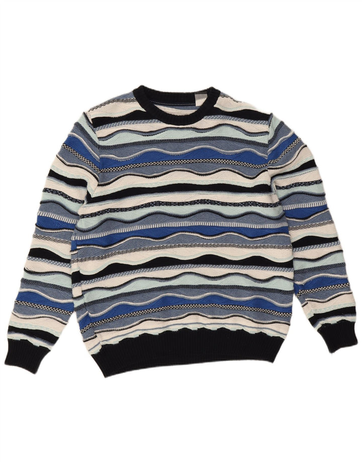 Roger Kent Herre sweater med rund hals EU 52 Stor blå farveblok