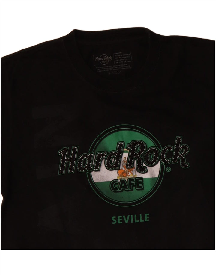 Hard Rock Cafe Herre Sevilla Grafisk T-Shirt Top Medium Sort Bomuld