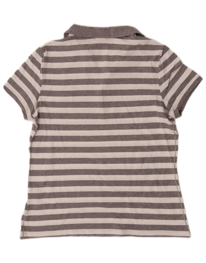 Puma Dame Polo Shirt UK 14 Mellem grå stribet bomuld