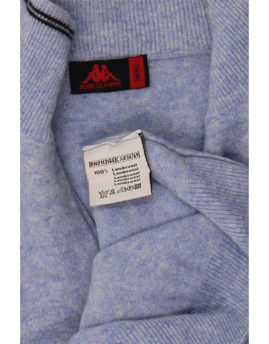 Kappa Herre Zip Neck Jumper Sweater Small Blue Wool