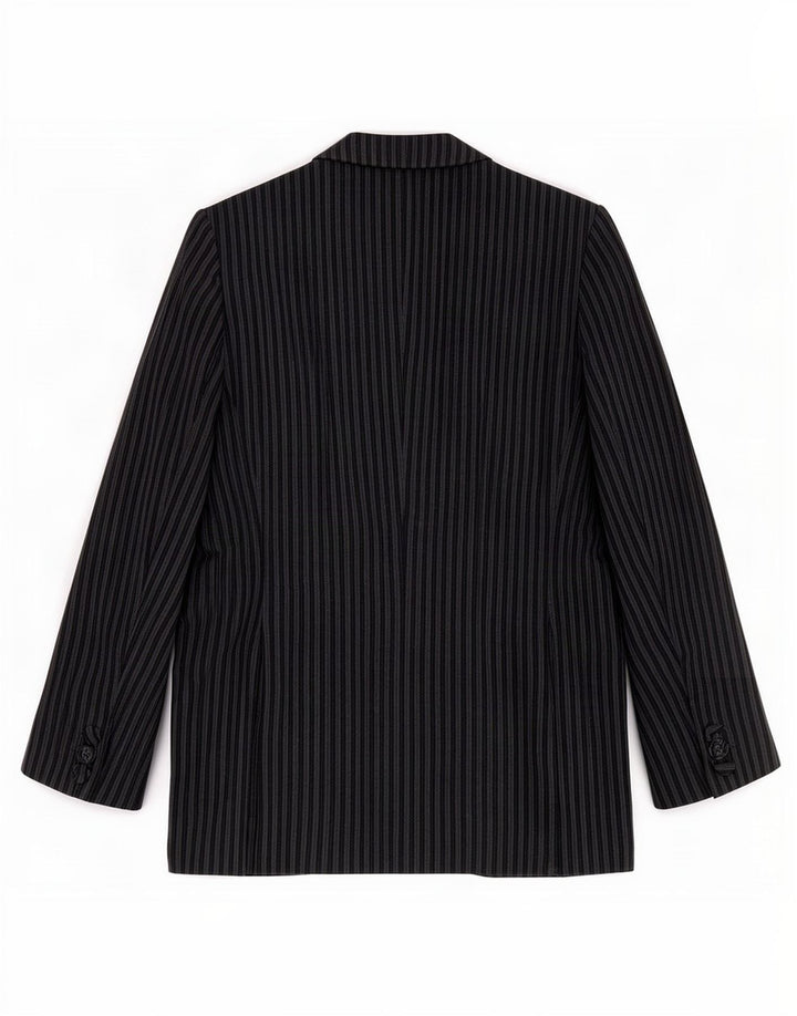 Mirella Mori Dame 3 Button Velvet Blazer Jacket UK 12 Medium Grå Stribet