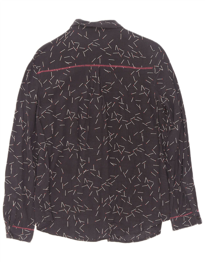 MINT VELVET Kvinders abstrakt mønster oversized skjorte UK 10 Small Navy Blue