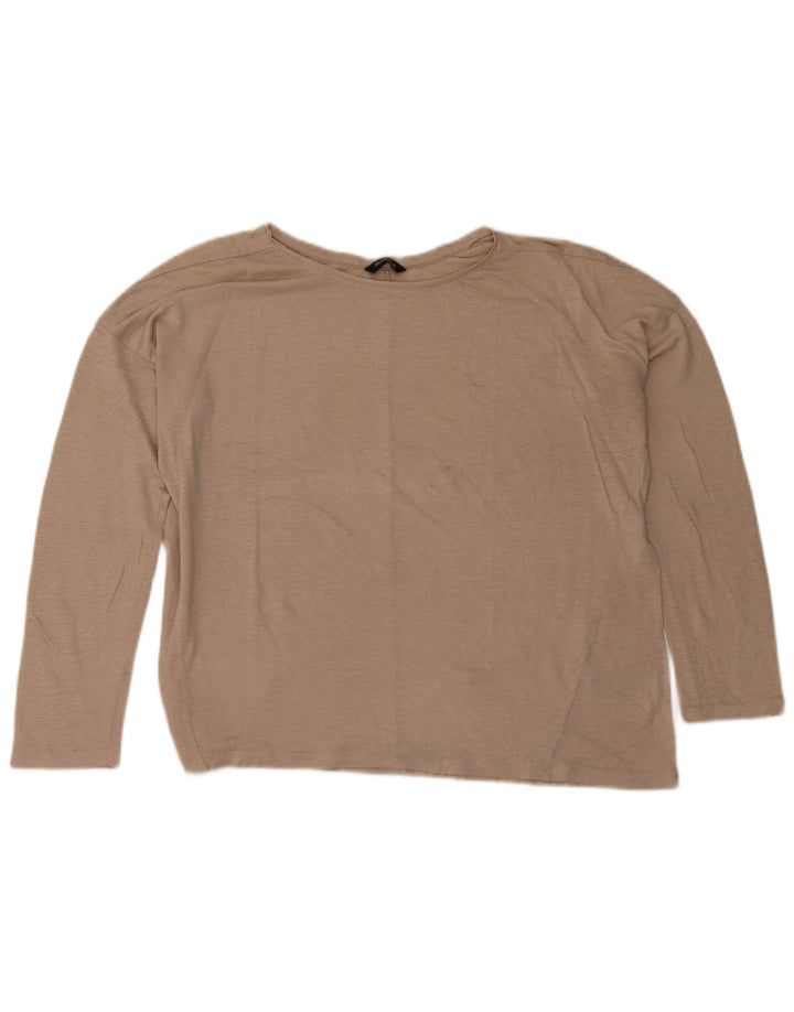 Massimo Dutti Dame Top Langærmet UK 18 XL Beige Flecked