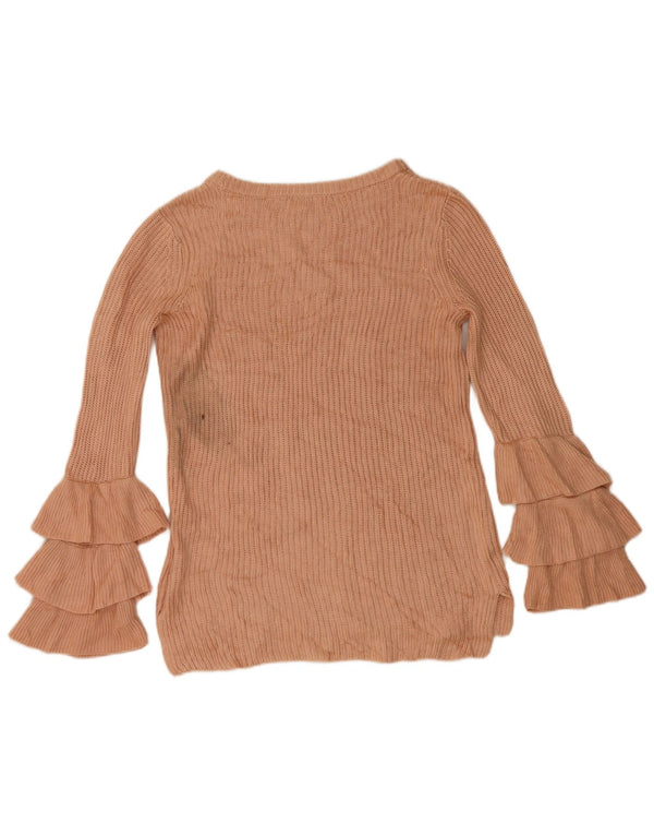 Calvin Klein Dame Boat Neck Jumper Sweater UK 6 XS Pink Akryl